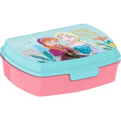 Disney Frozen broodtrommel/lunchbox voor kinderen - blauwA - kunststof - 20 x 10 cm - Lunchboxen