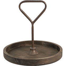 Clayre & Eef Etagère  33 cm Bruin Hout Rond Serveerschaal