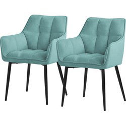 Set van 2 petrol eetkamerstoelen in badstof met dik gestoffeerde zitting ML design
