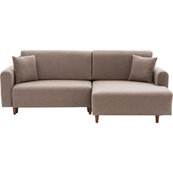 Hoekbank met slaapfunctie en rechtse chaise longue in stof L246 cm - MANE