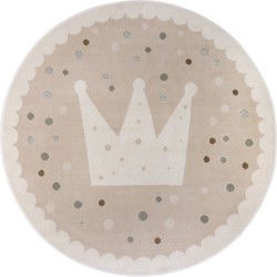 Kindervloerkleed - Adventures Kroon Beige/Crème - Ø 140 CM