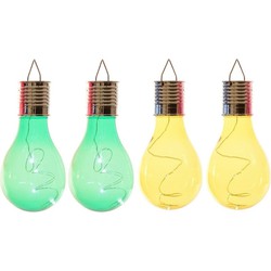 4x Buitenlampen/tuinlampen lampbolletjes/peertjes 14 cm groen/geel - Buitenverlichting