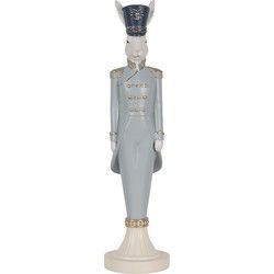 Clayre & Eef Decoratie Beeld Konijn 35 cm Wit Blauw Kunststof