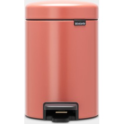 NewIcon Pedal Bin, 3 litre, Soft Closing, Plastic Inner Bucket - Terracotta Pink