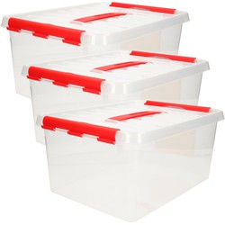 6x Kunststof stapelbare opbergbak 15 liter 40 x 30 x 18 cm - Opbergbox