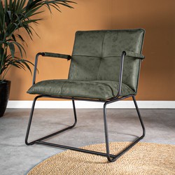 Industriële fauteuil Hailey groen ecoleder