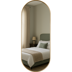 MISOU Wandspiegel - Goud - Ovale - Spiegel - Woondecoratie - Wanddecoratie - Badkamerspiegel - 72x32cm - Miroir Mural