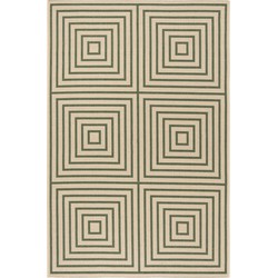 Safavieh Geometric Indoor/Outdoor Woven Area Rug, Beachhouse Collection, BHS123, in Cream & Green, 122 X 183 cm