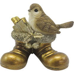 Clayre & Eef Beeld Vogel 9 cm Goudkleurig Kunststof