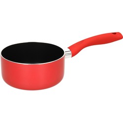 Steelpan/sauspan - Inductie - aluminium - rood/zwart - dia 16 cm - Steelpannen