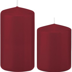 Stompkaarsen set van 4x stuks bordeaux rood 8 en 12 cm - Stompkaarsen