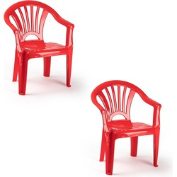 2x Kunststof rode kinderstoeltjes 35 x 28 x 50 cm - Kinderstoelen