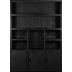 Kast Hardhout - Zwart - 160x45x220cm - Kast Xander XL - Giga Meubel