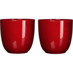 Mica Decorations Plantenpot - 2x - donkerrood - keramiek - D25 x H23cm - Plantenpotten