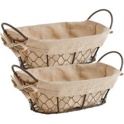 Zeller Broodmandje - 2x - metaaldraad - vintage look - 26 x 17 cm - Tafel dekken - broodmand