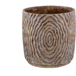 PTMD Meria Brown cement pot with pattern round XXL