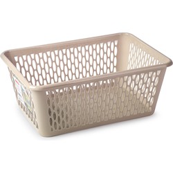 Plasticforte opbergmand/kastmandje - 13 liter - beige - kunststof - 26 x 37 x 14 cm - Opbergmanden