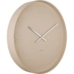 Karlsson - Wandklok Mr. Brown Numbers Large - Zandbruin- Ø51cm