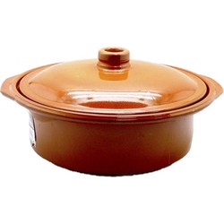 Tapas terracotta ovenschaal/stoofpot cocotte met deksel 30 cm - Braadpannen