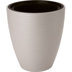 Form Plastic Plantenpot/bloempot Gobi - kunststof - licht grijs - D40 x H32 cm - met binnenpot - Plantenpotten