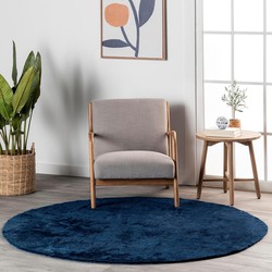 Rond Wasbaar vloerkleed - Solid Donker Blauw / Navy