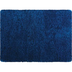 MSV Badkamerkleedje/badmat tapijt - voor de vloer - marine blauw - 50 x 70 cm - langharig - Badmatjes