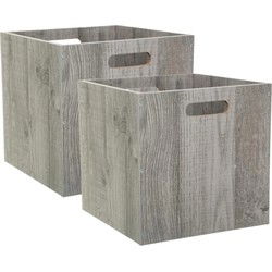5Five Opbergmand - 4x - Grijs wash - 31 x 31 x 31 cm - 29 liter - Kist - Opbergmanden