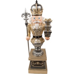 Clayre & Eef Beeld Notenkraker 124 cm Goudkleurig Kunststof Decoratief Figuur Decoratieve Accessoires Kerstdecoratie voor Binnen