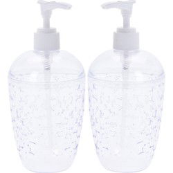 2x Transparante zeeppomp met waterdruppels 18 cm - Zeeppompjes