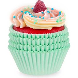 Kinvaramuffin en cupcakes maken vormpjes - papier - groen - set 100x stuks - dia 11 cm - Muffinvormen / cupcakevormen
