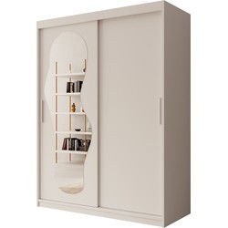 Meubella - Kledingkast Ulysses - Wit - 150 cm - Met spiegel