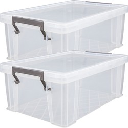 Allstore Opbergbox - 2x stuks - 10 liter - Transparant - 40 x 26 x 15 cm - Opbergbox