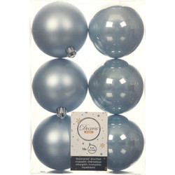 18x stuks kunststof kerstballen lichtblauw 8 cm glans/mat - Kerstbal