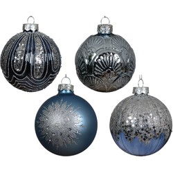 Kerstbal glas d8 cm blauw a4