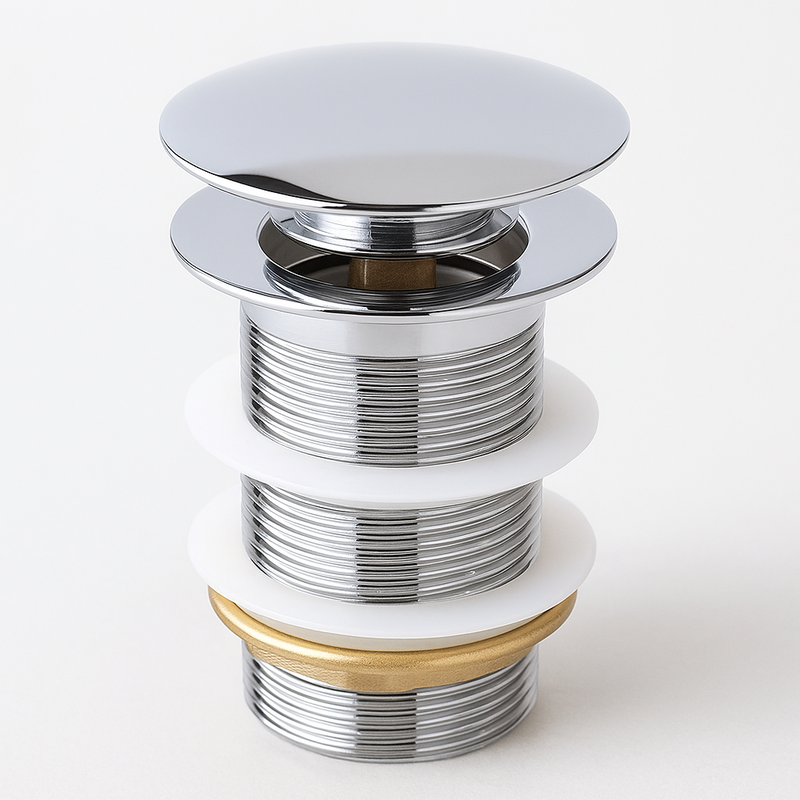 Badplaats Afvoerplug Chroom - Pop up Plug voor Wastafel zonder Overloop - 