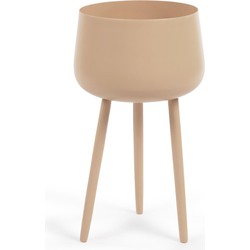 Kave Home - Bloempot Apia beige metaal Ø 15 cm