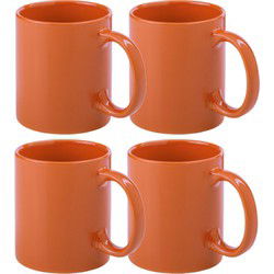 Bellatio Design Koffie mokken/bekers - 4x - keramiek - oranje - 370 ml - Bekers