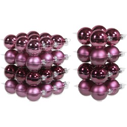 52x stuks glazen kerstballen cherry roze (heather) 6 en 8 cm mat/glans - Kerstbal