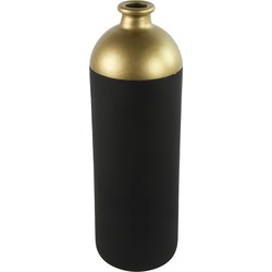 Countryfield Bloemen/deco vaas - zwart/goud - glas - fles - D13 x H41 cm - Vazen