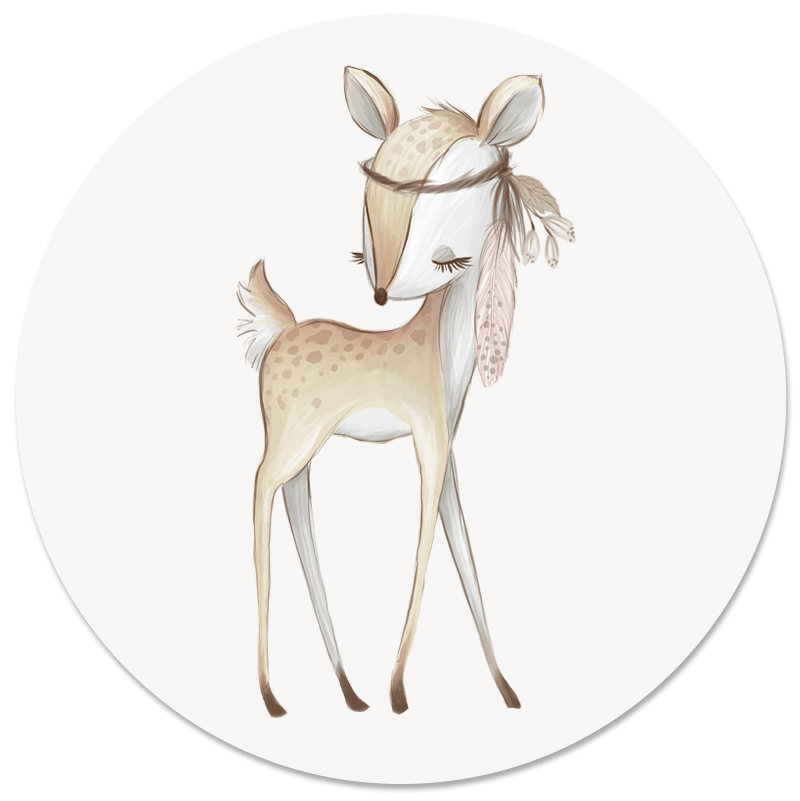 Label2X Muurcirkel kids bambi 30 cm / Forex - 30 cm - 