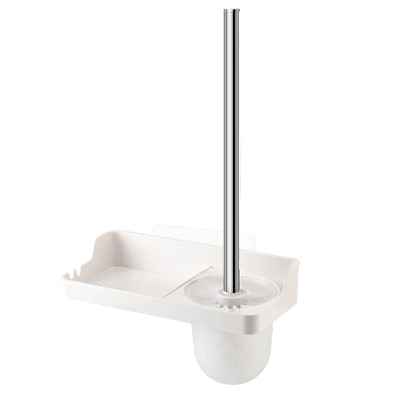 Decopatent® Toiletborstel met houder hangend - Legplankje - WC borstel met houder met plakstrip - Toiletborstelhouder - Vrijstaand - 