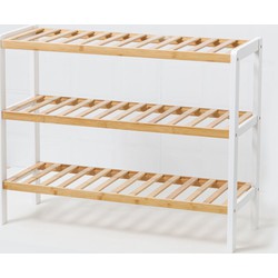 Decopatent® Schoenenrek voor 9 paar schoenen - Schoenen Rek bamboe hout met 3 etages - Opbergrek - badkamerrek - 70 x 26 x 55 Cm