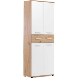 Schoenenkast Jakob 70cm 4 deuren & 1 lade - wit/artisan eik