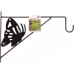 3 stuks - Muurhaak decoratief met vlinder grijs h24 x 35cm - Nature
