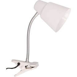 Gerimport Bureaulamp met klem - wit - 22 x 12 x 32 cm - Buigbare leeslampen/ tafellampen - Bureaulampen