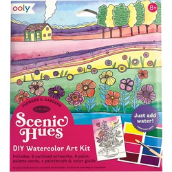 Ooly Ooly - Scenic Hues D.I.Y. Watercolor Art Kit - Flowers & Gardens (17 PC Set)
