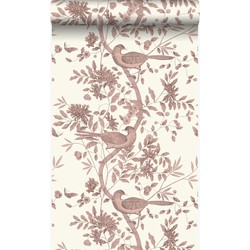 Origin Wallcoverings behang vogel gravure ivoor wit en glanzend koper bruin - 53 cm x 10,05 m - 347457