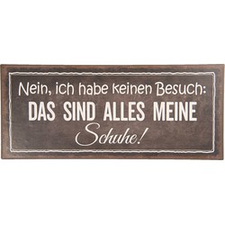 Clayre & Eef Tekstbord  30x13 cm Zwart Wit Metaal Rechthoek Keinen Besuch Alles Meine Wandbord