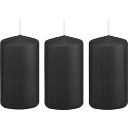 6x Kaarsen zwart 6 x 12 cm 40 branduren sfeerkaarsen - Stompkaarsen