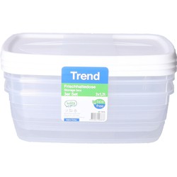 Vershoudbakjes - 3x stuks - 1,2 liter - wit - voorraadbakjes - Vershoudbakjes